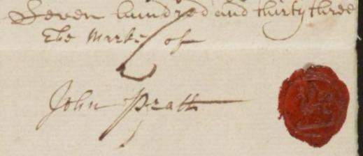 John Pratt Signature, his mark from his Will 1733